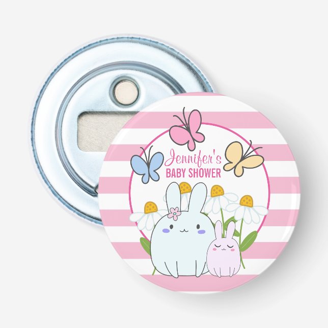 Bunnies, Butterflies & Daisies Babydusche Flaschenöffner (Vorderseite)