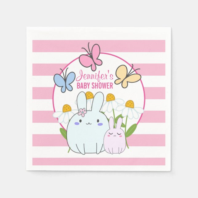 Bunnies, Butterflies & Daisies Babydusche Serviette (Vorderseite)