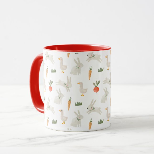 Bunnies & Ducks auf dem Bauernmuster Tasse (Vorderseite Links)