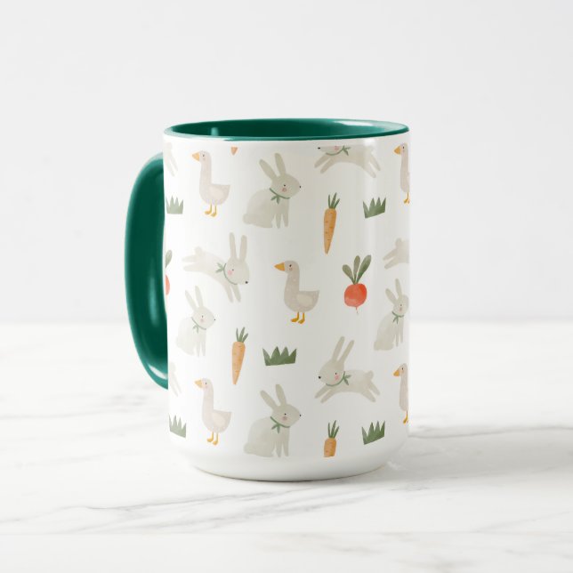 Bunnies & Ducks auf dem Bauernmuster Tasse (Vorderseite Links)
