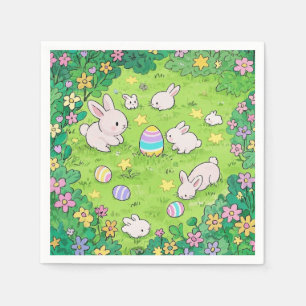 Bunnies farbenfrohe Osterfische Serviette