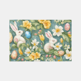 Bunnies, Frühlingsblumen und Ostereier. Malerei