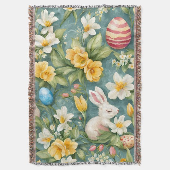 Bunnies, Frühlingsblumen und Ostereier. Malerei Decke (Vorderseite Vertikal)