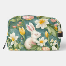 Bunnies, Frühlingsblumen und Ostereier. Malerei