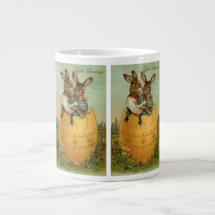 Bunnies in einem Goldeier, Vintag Viktorianischer  Jumbo-Tasse