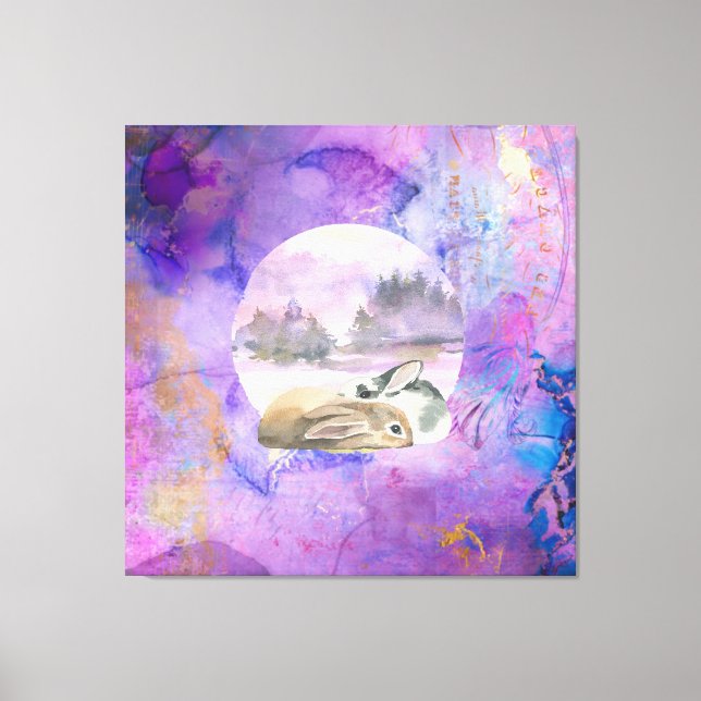 Bunnies in Lavender Dream Leinwanddruck (Vorderseite)