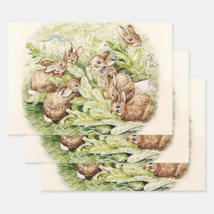 Bunnies in Lettuce Patch von Beatrix Potter Geschenkpapier Set