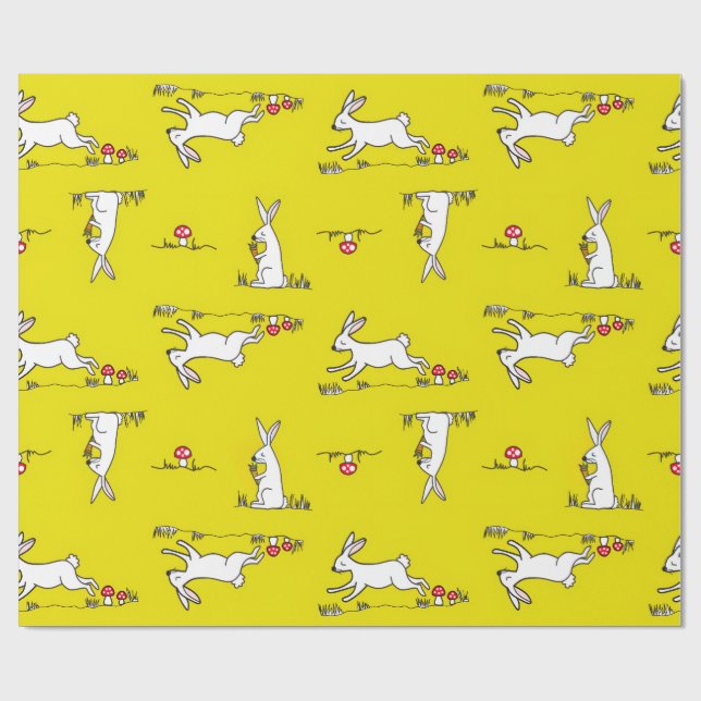 Bunnies on a Yellow Background Geschenkpapier (Flach)