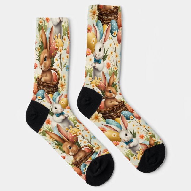 Bunnies Ostereier und Blume Muster Socken (Rechts)