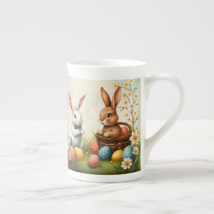 Bunnies Ostereier und Blume Prozellantasse