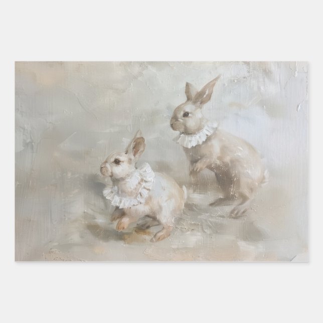 Bunnies - Peinture à l'huile Style Wrapping Papier (Devant)