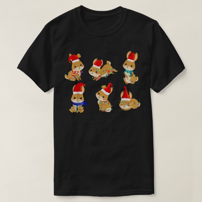 Bunnies Rabbit Tragen Weihnachtsmannmütze Weihnach T-Shirt (Design vorne)