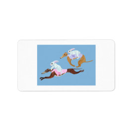 Bunnies riding Greyhounds Adressaufkleber