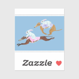 Bunnies riding Greyhounds Aufkleber