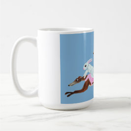 Bunnies riding Greyhounds Mug Kaffeetasse
