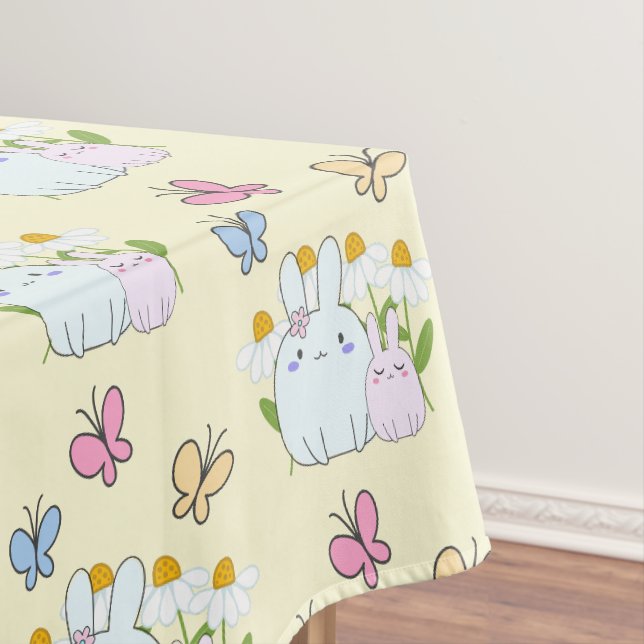 Bunnies, Schmetterlinge und Milchmuster Tischdecke (Beispiel)