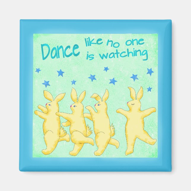 Bunnies tanzen wie niemand, der gelb grün guckt magnet (Vorne)