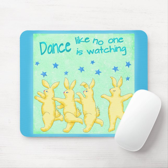Bunnies tanzen wie niemand, der gelb grün guckt mousepad (Mit Mouse)