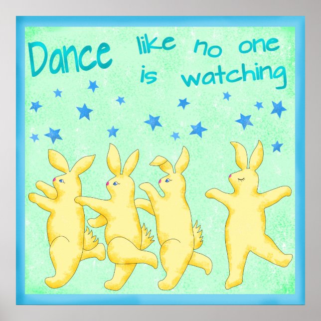 Bunnies tanzen wie niemand, der gelb grün guckt poster (Vorne)