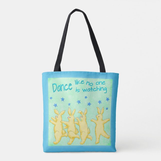 Bunnies tanzen wie niemand, der gelb grün guckt tasche (Rückseite)