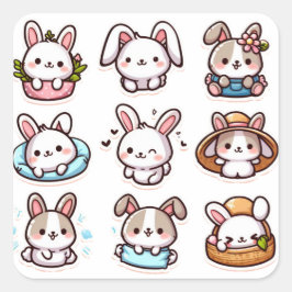 Bunnies Teil 2 Quadratischer Aufkleber