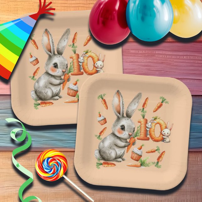 Bunnies und Carrots 10. Geburtstagsparty Pappteller (Von Creator hochgeladen)