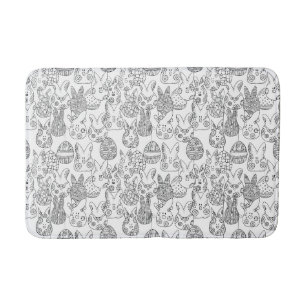 Bunnies und Eier aus Schwarz und Weiß Badematte