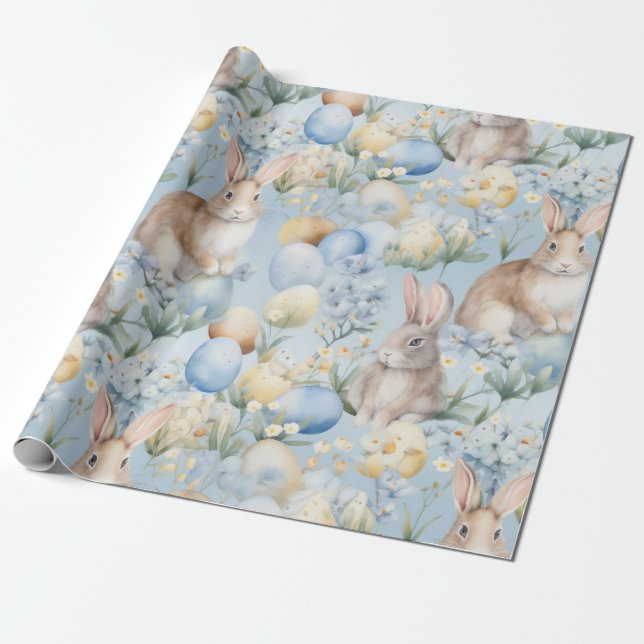 Bunnies und Eiergarten Geschenkpapier (Ungerollt)