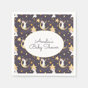 Bunnies und Gold Stars auf Grau Serviette