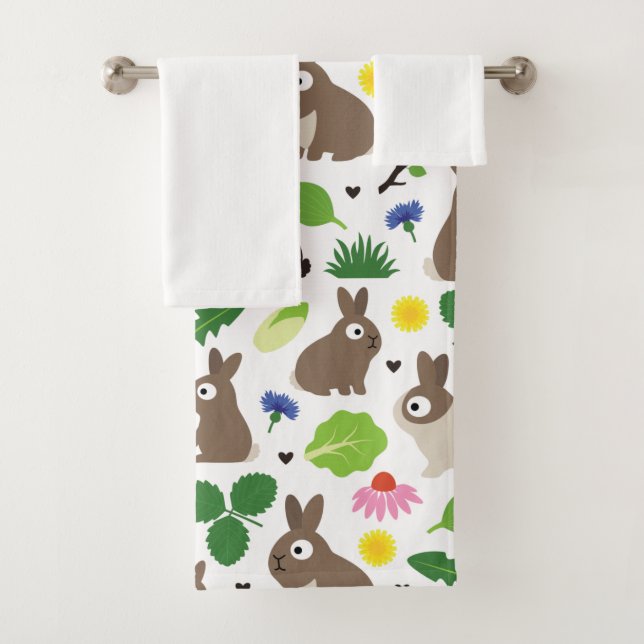 Bunnies und ihre Leckereien Badhandtuch Set (Insitu)