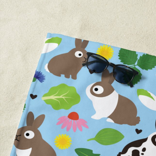 Bunnies und ihre Leckereien Nahtloses Muster Strandtuch (Beispiel)