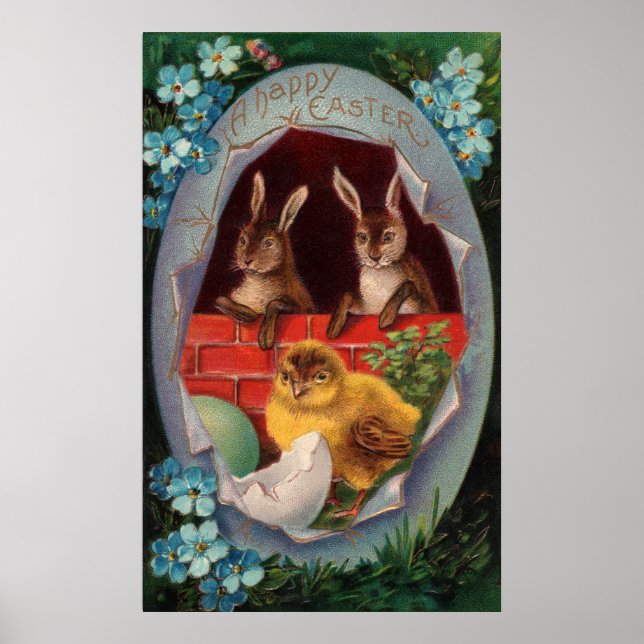Bunnies und Kick-Osterposter Poster (Vorne)