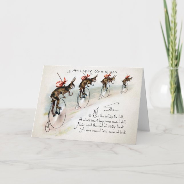 Bunnies victoriennes sur la carte de Noël (Devant)