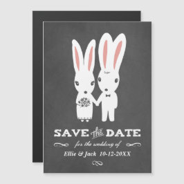 Bunnies Wedding Chalkboard Style Save the Date Magneteinladung