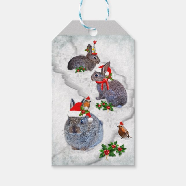 Bunnies' Weihnachts-Party Geschenkanhänger (Vorderseite)