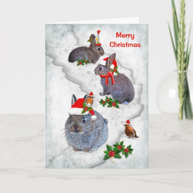Bunnies' Weihnachtskarte (Eigene Nachricht eingebe Feiertagskarte (Vorderseite)
