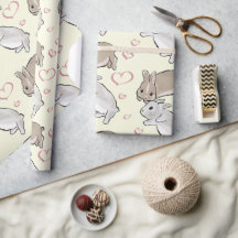 Bunnies with hearts yellow 