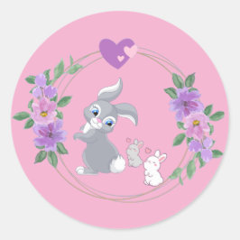 Bunnies with their Mama Runder Aufkleber