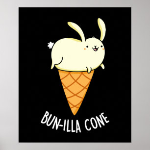 Bunnilla Cone Funny Bunny Vanilla Dark BG Poster