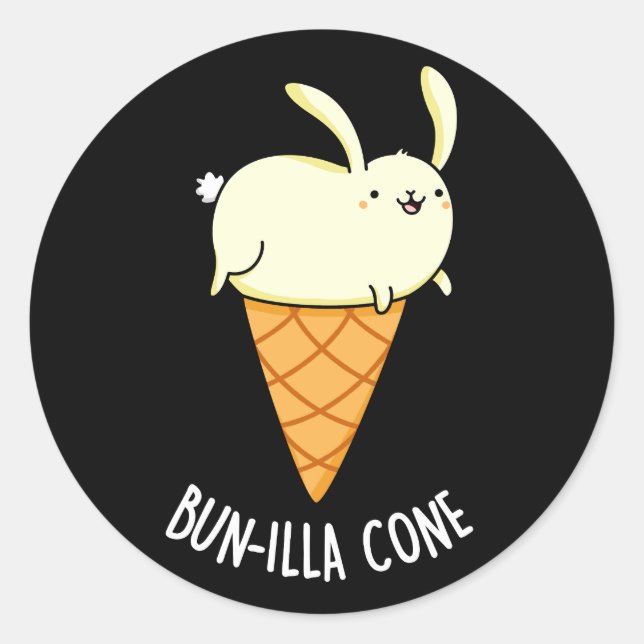 Bunnilla Cone Funny Bunny Vanilla Dark BG Runder Aufkleber (Vorderseite)