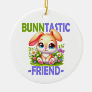 Bunntastic Friend Pun. Niedlich Bunny Rabbit Carto Keramik Ornament