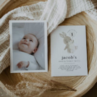 Bunny 1er Anniversaire Photo Invitation Ballons bl