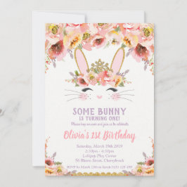 Bunny 1st Birthday Einladungen Girls Floral Rabbit