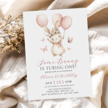 Bunny 1st Birthday Invitation