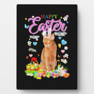 Bunny Abyssinian Cat Happy Oaster Fotoplatte