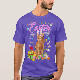 Bunny Abyssinian Cat Happy Ostereier  T-Shirt