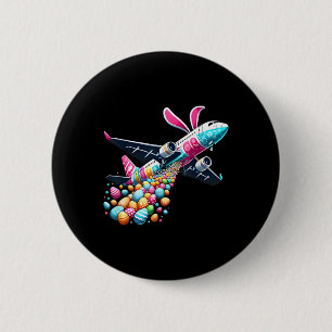 Bunny Airplane Ostereier Mens Kids Boys Osterflugz Button