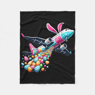 Bunny Airplane Ostereier Mens Kids Boys Osterflugz Fleecedecke