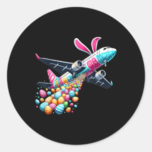 Bunny Airplane Ostereier Mens Kids Boys Osterflugz Runder Aufkleber