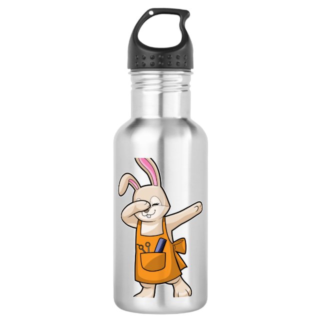 Bunny als Friseur mit Comb & Schere Edelstahlflasche (Vorderseite)